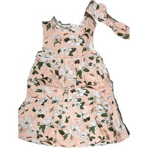 Mud Pie 4T 5T NWT Magnolia flower dress headband set pink peach green EASTER